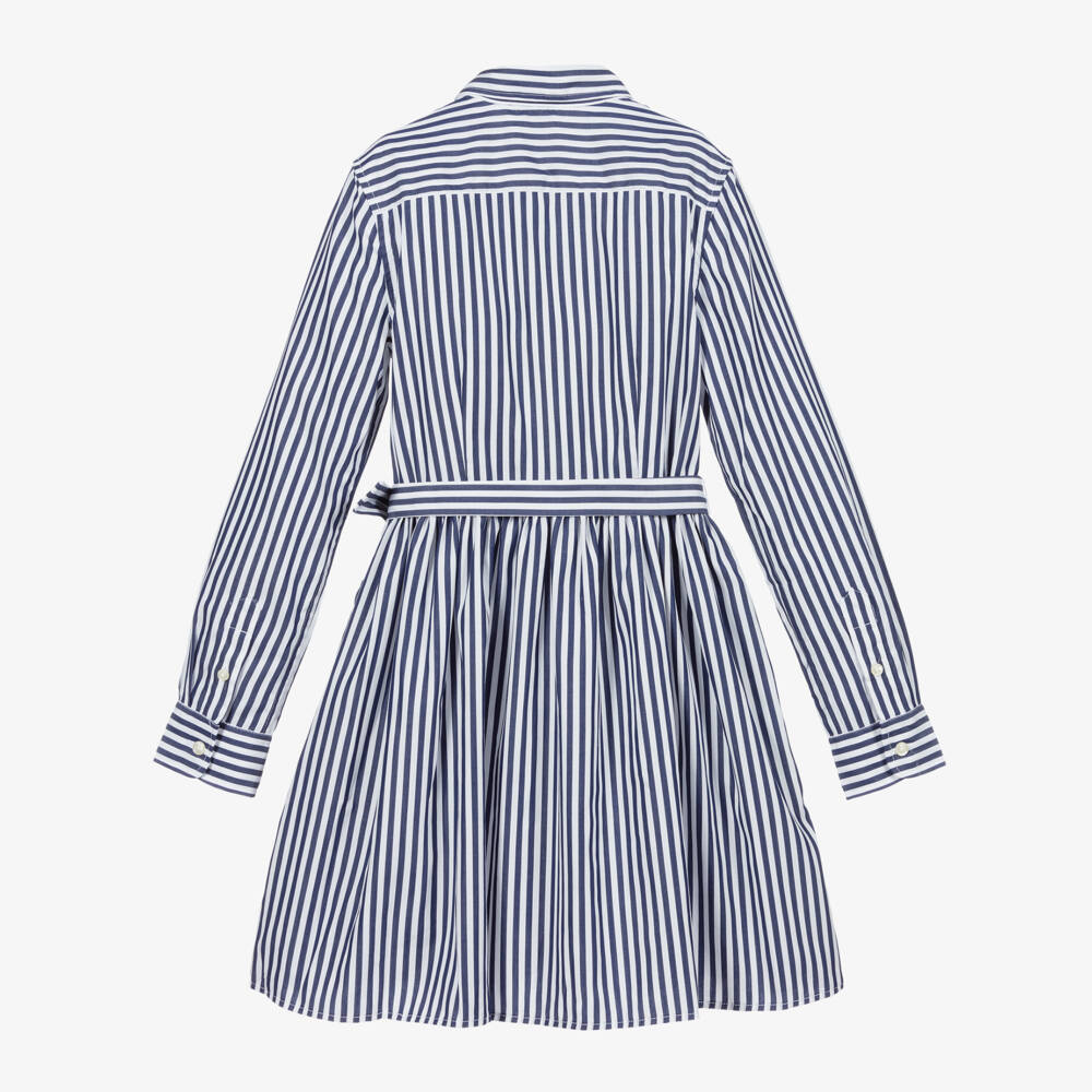 Ralph Lauren-Teen Girls Blue Striped Cotton Shirt Dress | Childrensalon Outlet