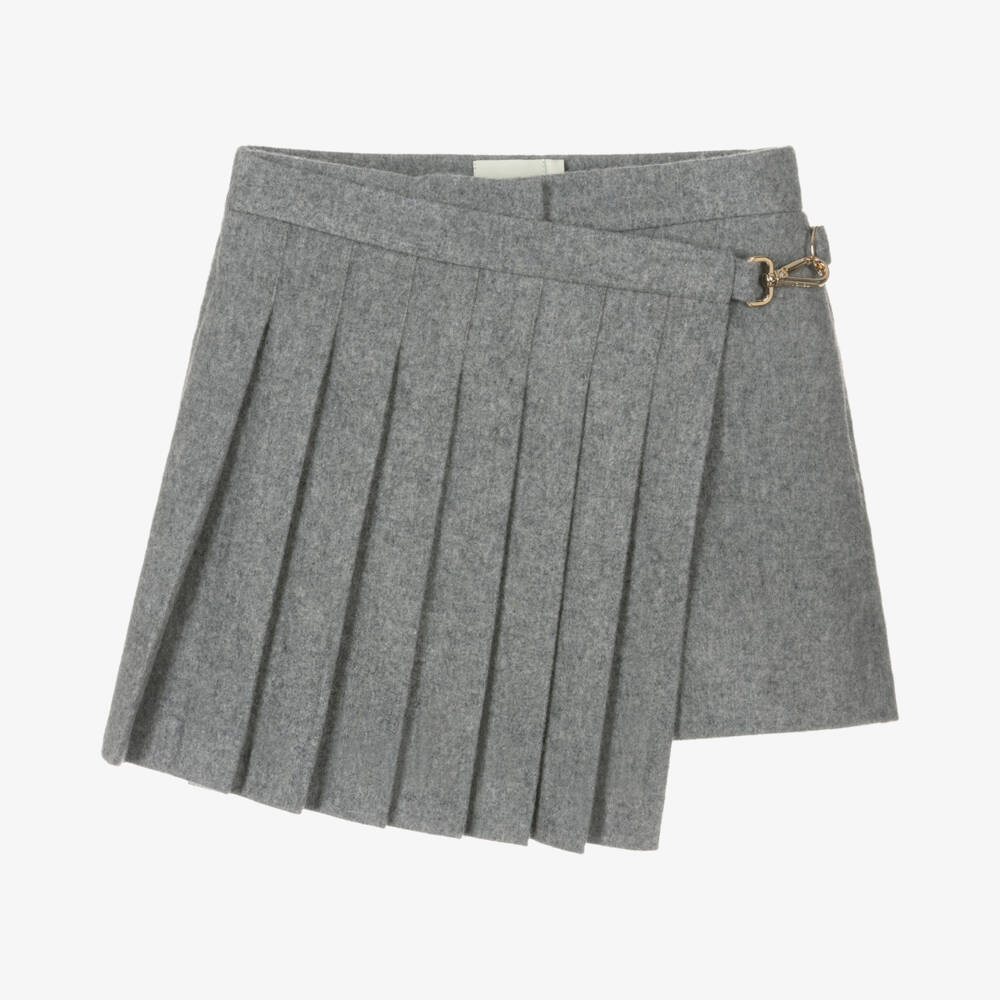 Fendi-Teen Girls Grey Wool Flannel Skort | Childrensalon Outlet