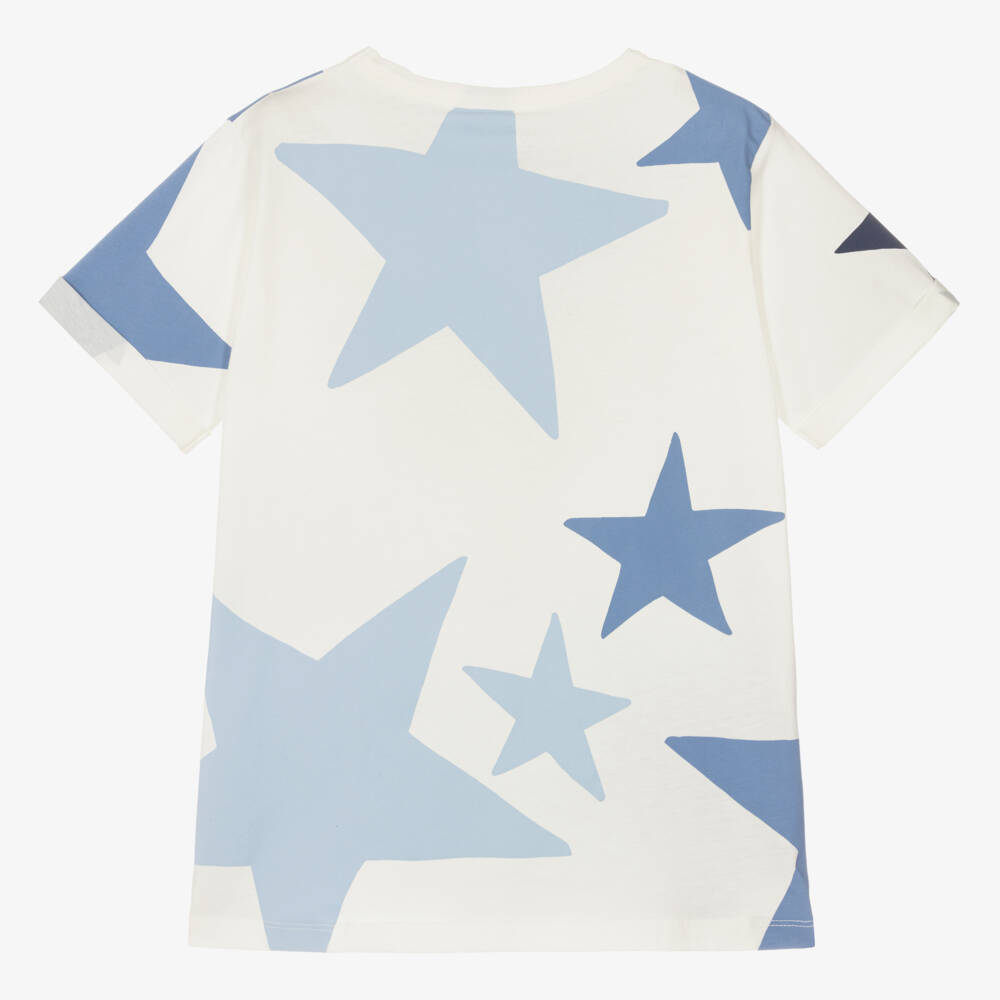 Stella McCartney Kids-Teen Girls Ivory & Blue Star Cotton T-Shirt | Childrensalon Outlet