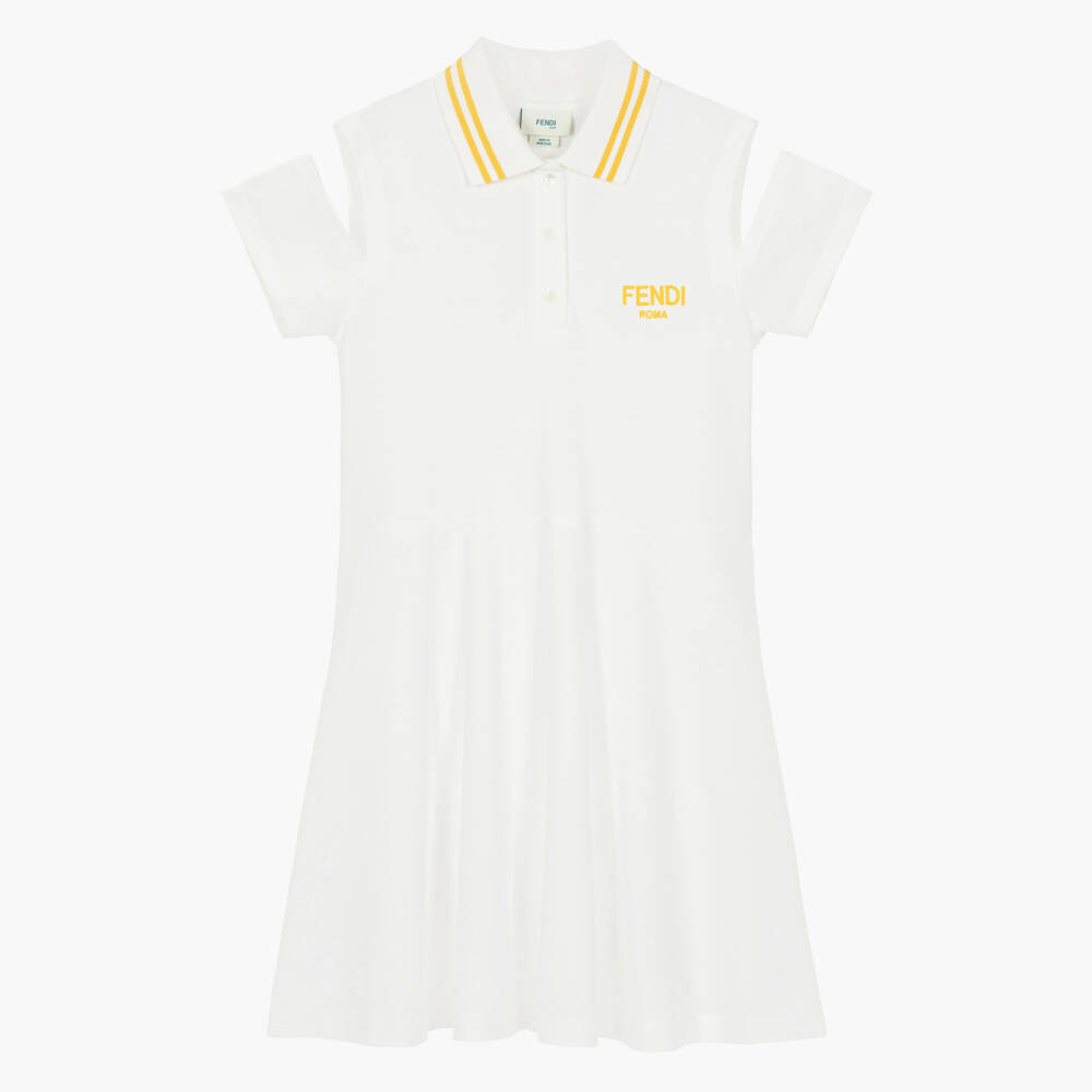 Fendi-Teen Girls Ivory Cotton Piqué Dress | Childrensalon Outlet