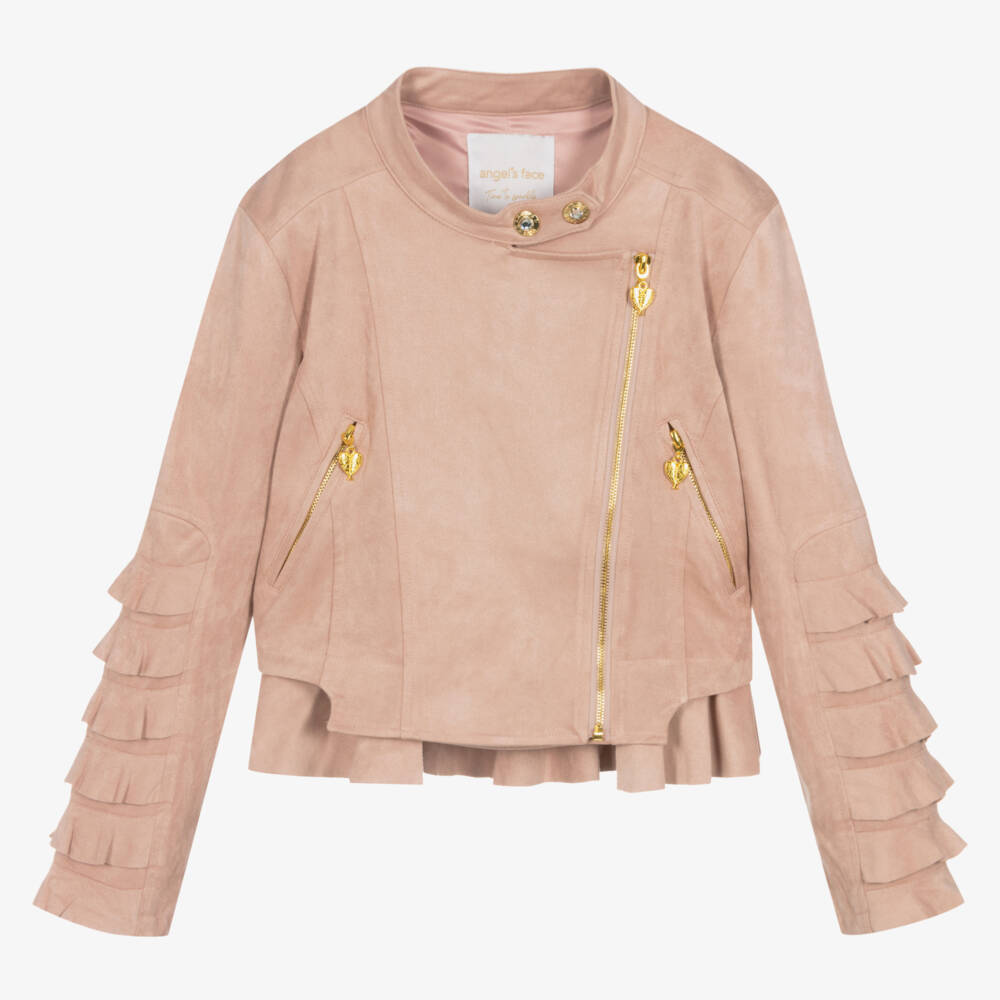 Angel's Face-Teen Girls Pink Faux Suede Biker Jacket | Childrensalon Outlet