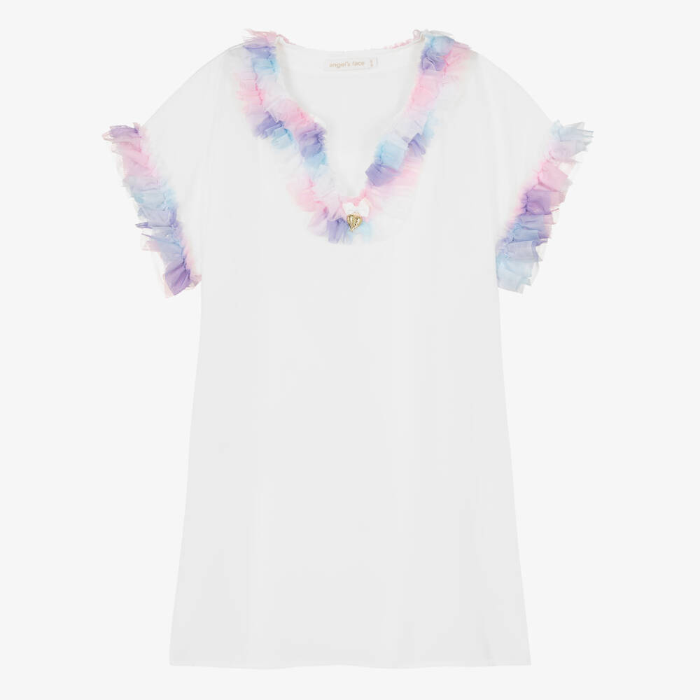 Angel's Face-Teen Girls White Chiffon Tulle Kaftan | Childrensalon Outlet