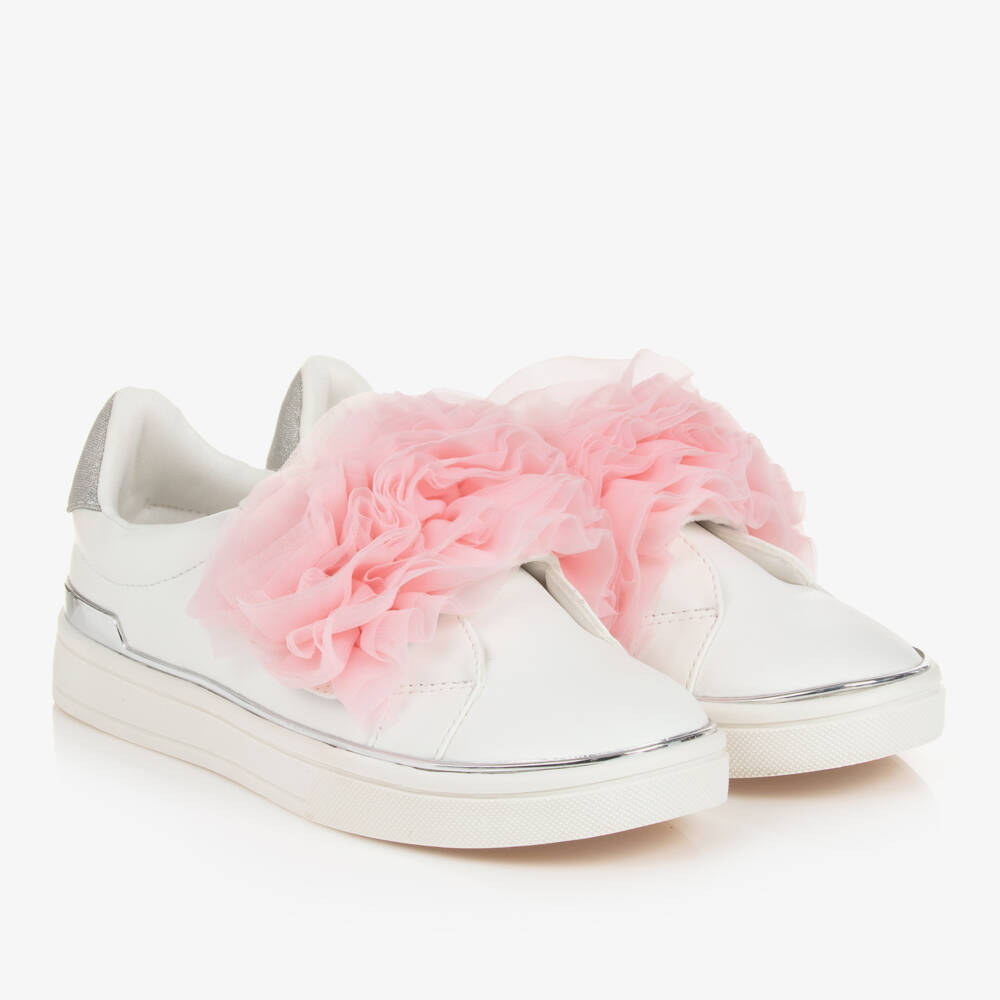 Angel's Face-Teen Girls White & Pink Ruffle Trainers | Childrensalon Outlet
