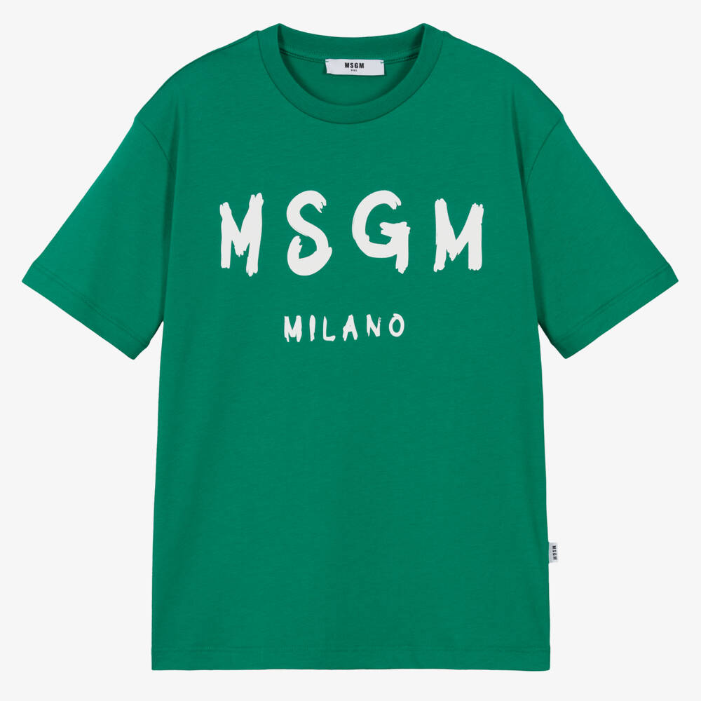 MSGM-Teen Green Cotton T-Shirt | Childrensalon Outlet