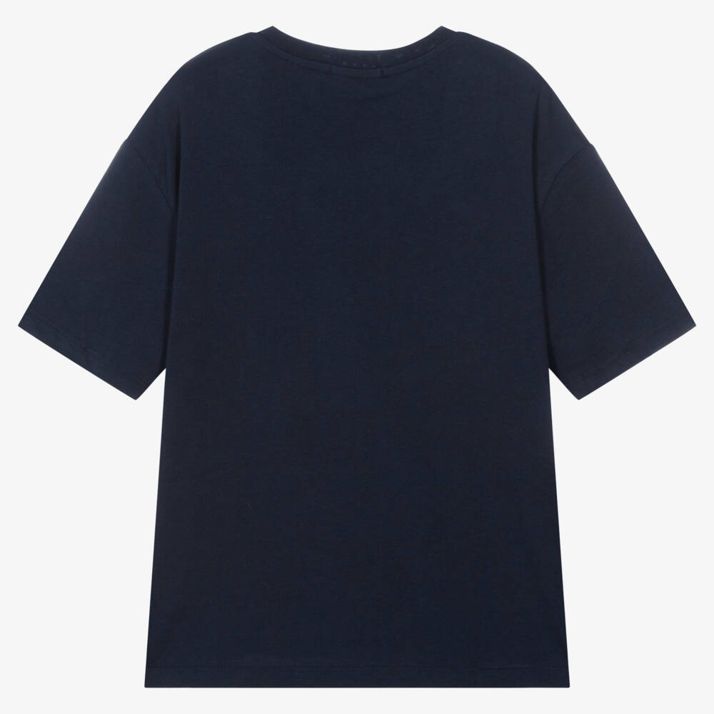 MSGM-Teen Navy Blue Cotton Jersey T-Shirt | Childrensalon Outlet