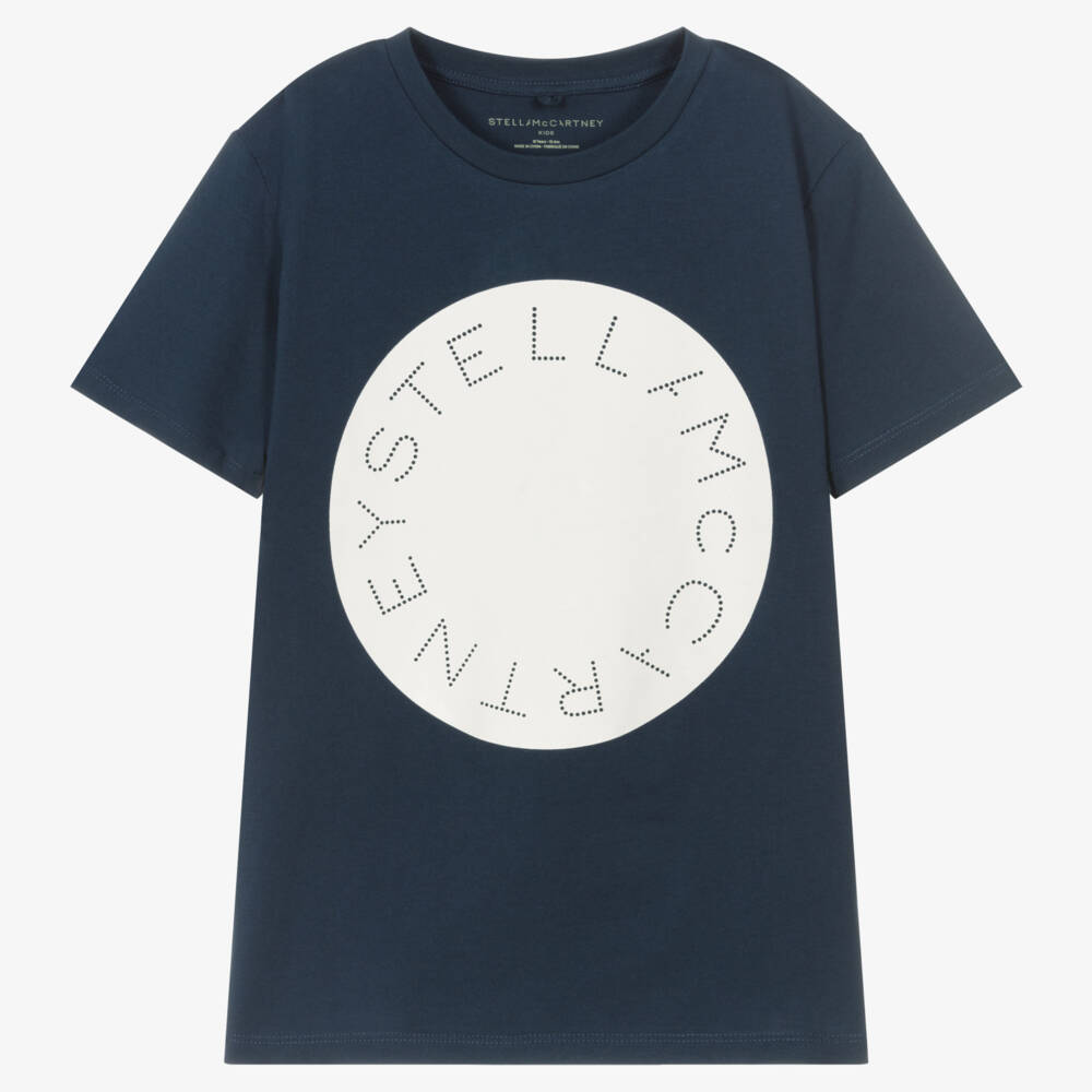 Stella McCartney Kids-Teen Navy Blue Organic Cotton T-Shirt | Childrensalon Outlet