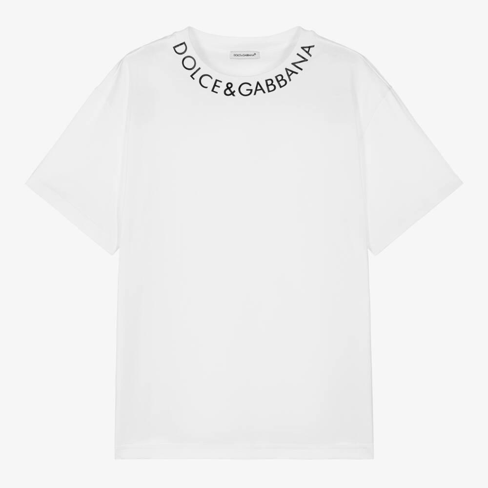 Dolce & Gabbana-Teen White Cotton Jersey T-Shirt | Childrensalon Outlet
