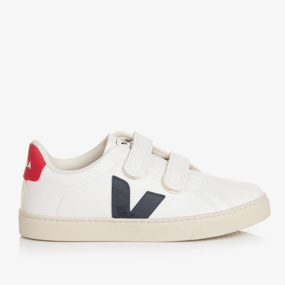 VEJA-Teen White & Navy Blue Leather Esplar Trainers | Childrensalon Outlet