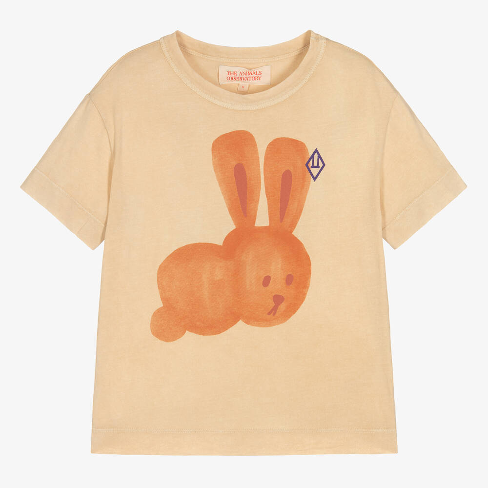 The Animals Observatory - Beiges Baumwoll-T-Shirt mit Hase | Childrensalon