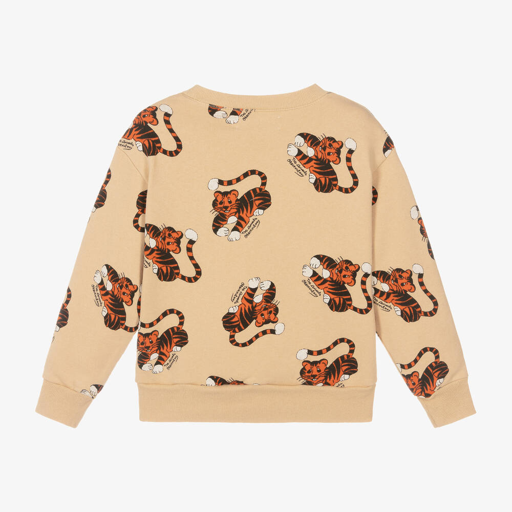 The Animals Observatory Beige Tiger Print Cotton Sweatshirt