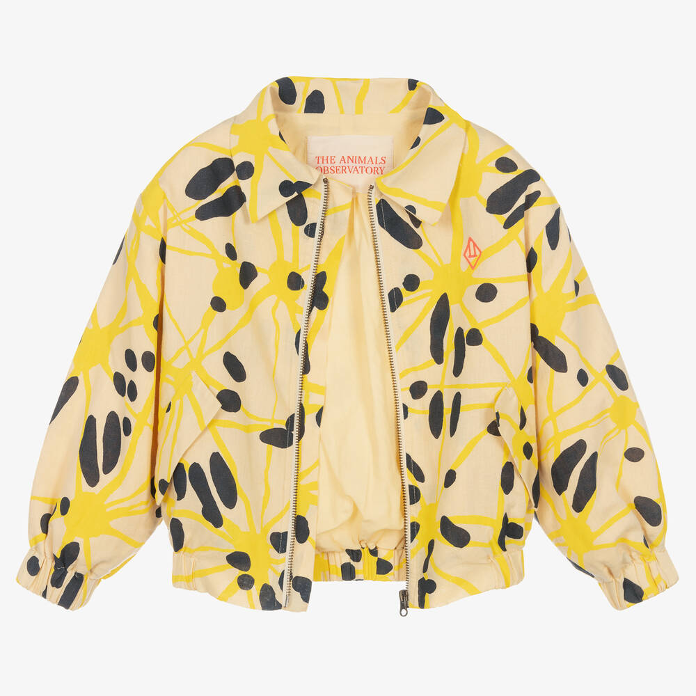 The Animals Observatory-Бежево-желтая льняная куртка с узором | Childrensalon Outlet