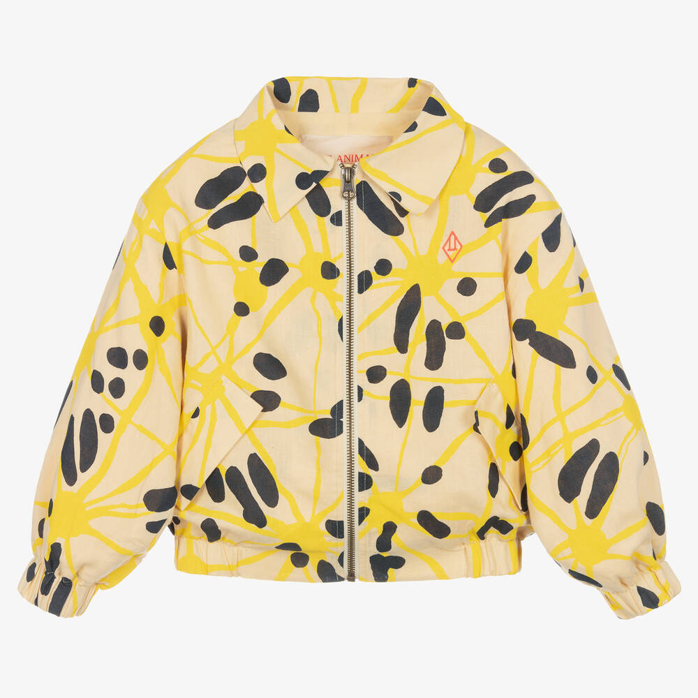 The Animals Observatory-Beige & Yellow Linen Pattern Jacket | Childrensalon Outlet