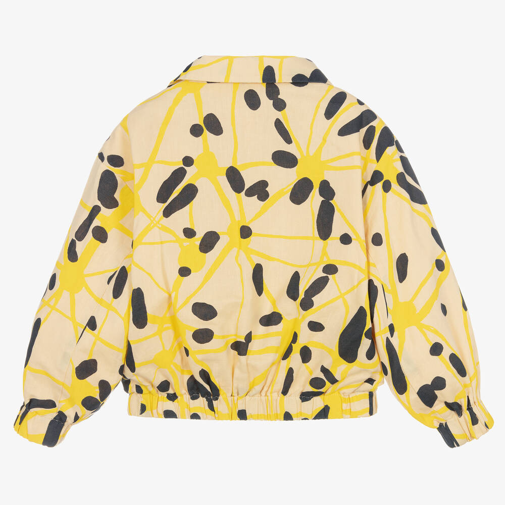 The Animals Observatory-Бежево-желтая льняная куртка с узором | Childrensalon Outlet