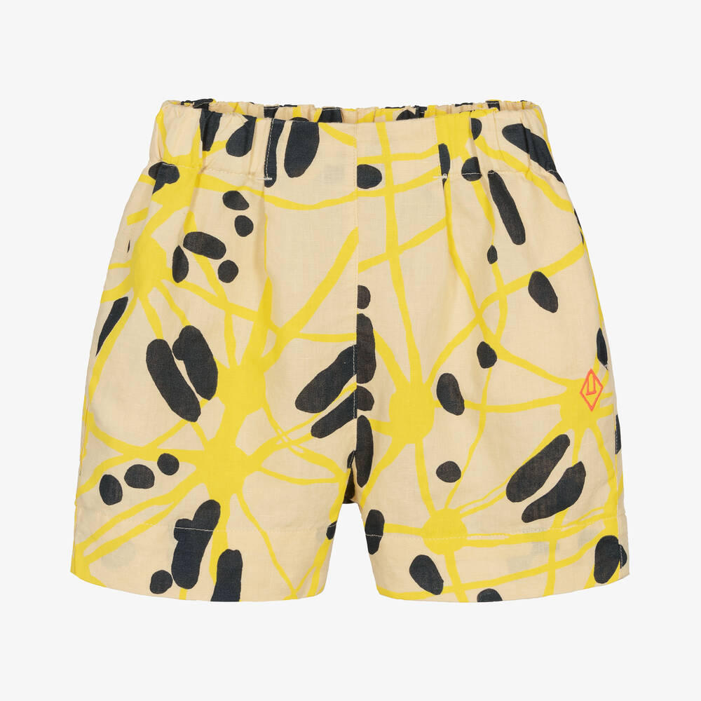 The Animals Observatory - Beige & Yellow Linen Pattern Shorts | Childrensalon