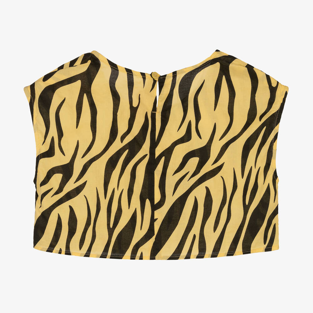 The Animals Observatory Black Yellow Cotton Zebra Print Top