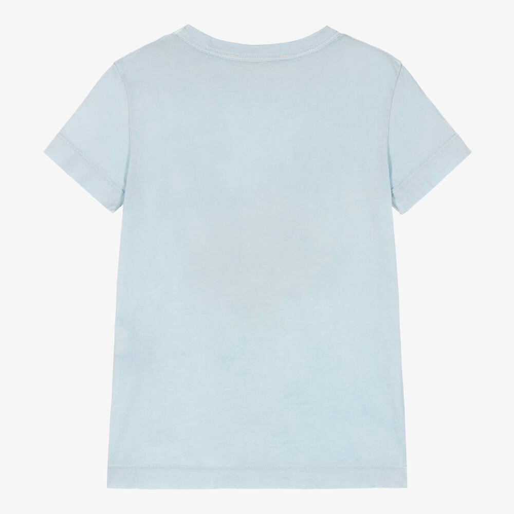 The Animals Observatory-Blue Cotton Horse & Logo T-Shirt | Childrensalon Outlet