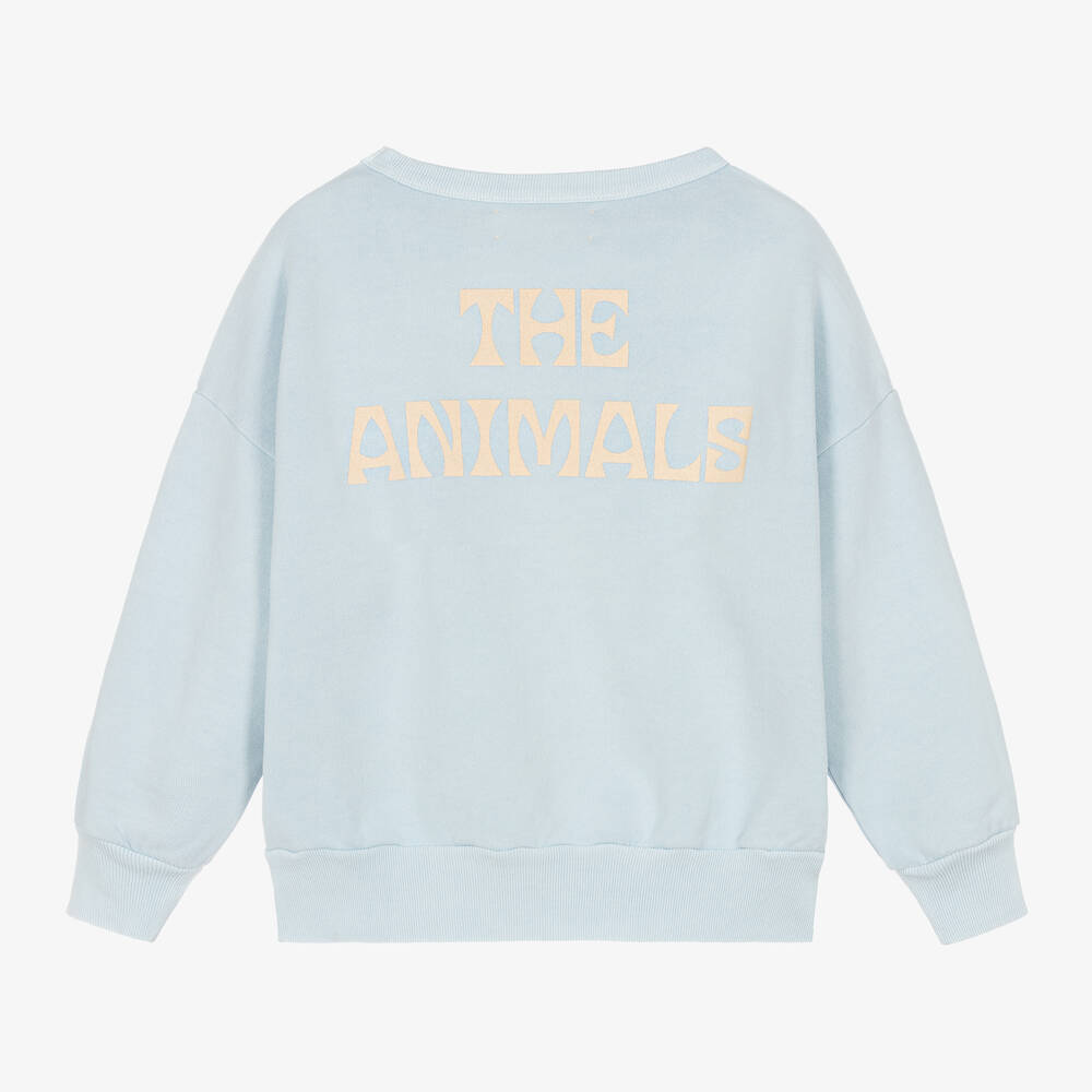 The Animals Observatory-Blue Cotton Logo Oversize Sweatshirt | Childrensalon Outlet