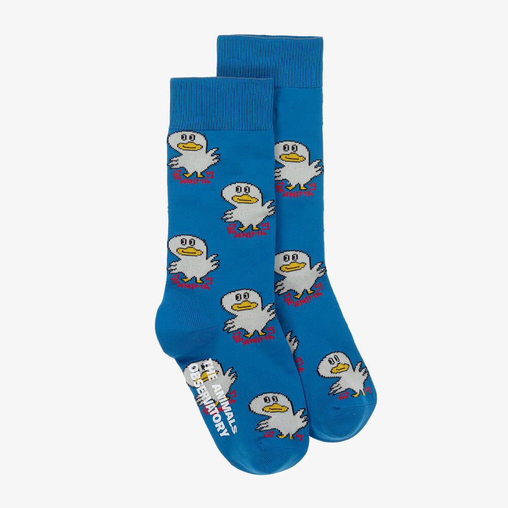 The Animals Observatory - Blue & Grey Duck Socks | Childrensalon