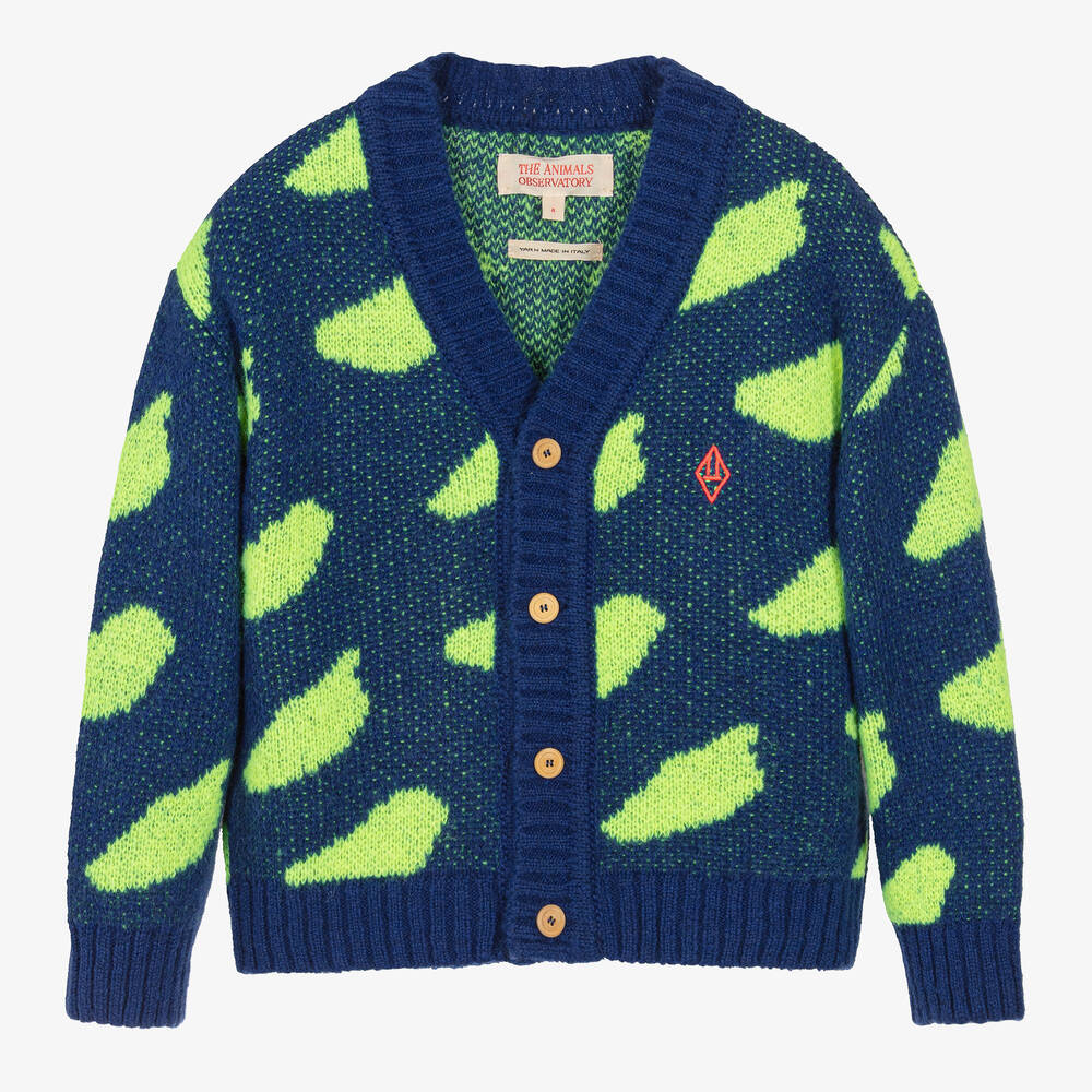 The Animals Observatory - Blue & Yellow Knitted Cardigan | Childrensalon