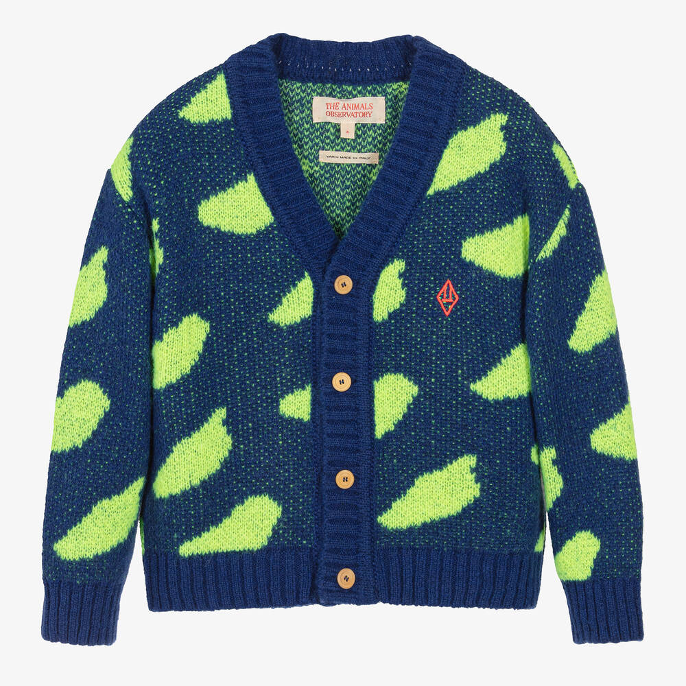 The Animals Observatory - Cardigan bleu et jaune en maille | Childrensalon