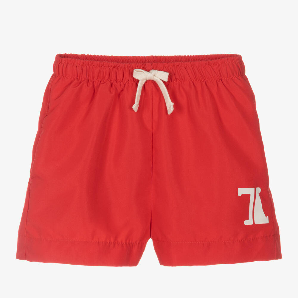 The Animals Observatory - Boys Red Logo Swim Shorts | Childrensalon