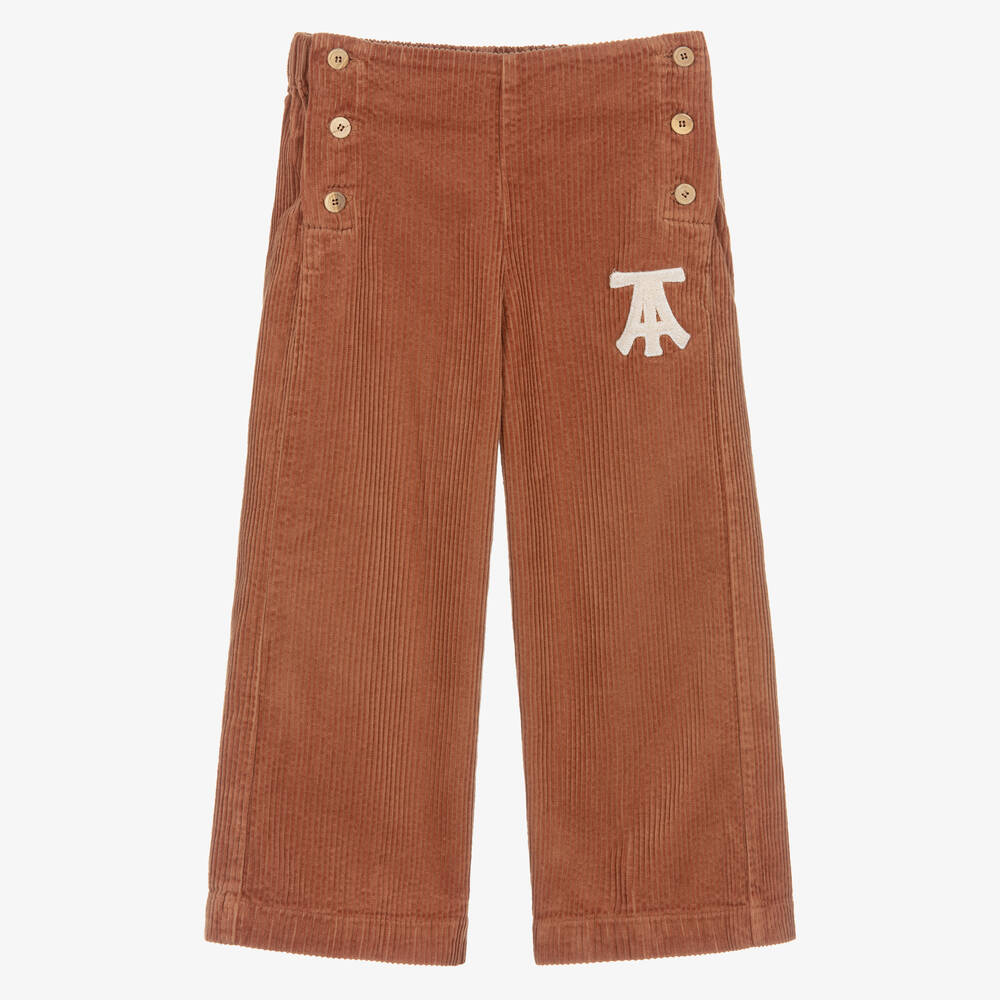The Animals Observatory - Brown Wide-Leg Corduroy Trousers | Childrensalon
