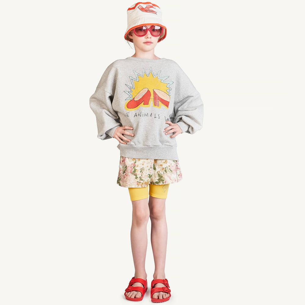 The Animals Observatory-شورت قطن لون بيج بطبعة ورود للبنات | Childrensalon Outlet