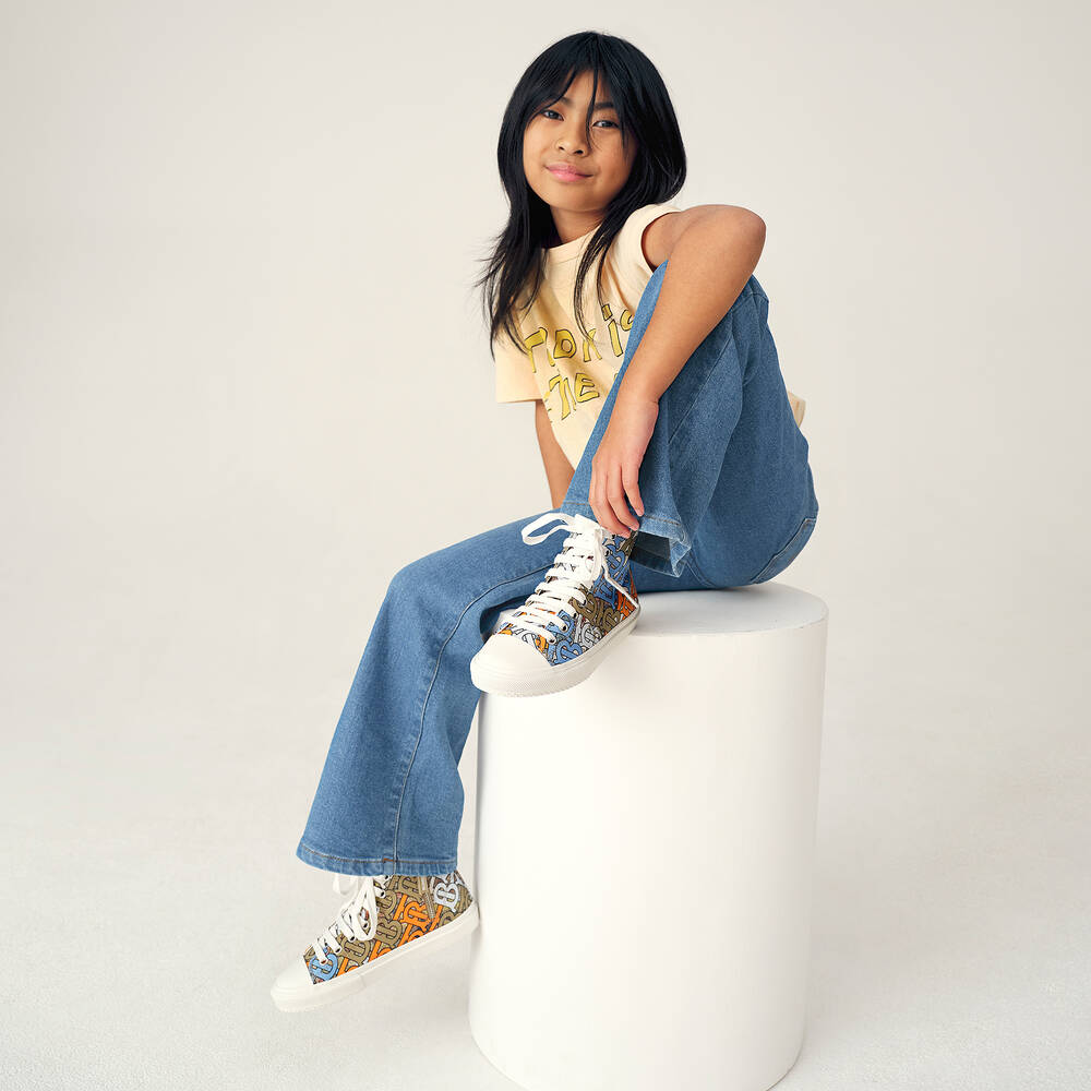 The Animals Observatory-Girls Beige Cotton Slogan T-Shirt | Childrensalon Outlet