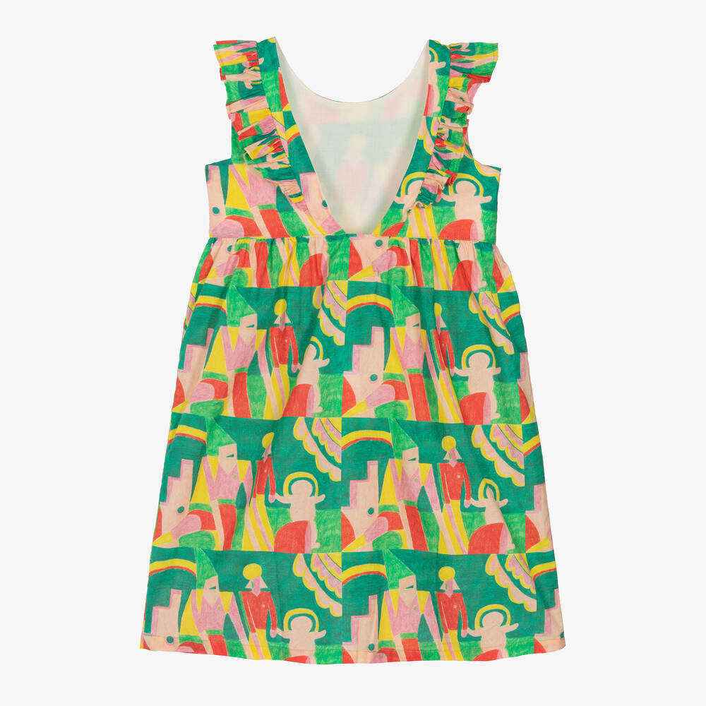 The Animals Observatory-Girls Green Cotton Abstract Print Dress | Childrensalon Outlet