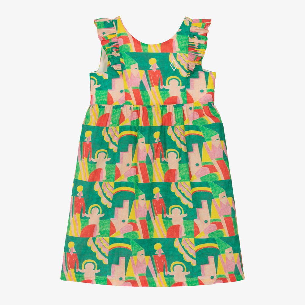 The Animals Observatory-Girls Green Cotton Abstract Print Dress | Childrensalon Outlet