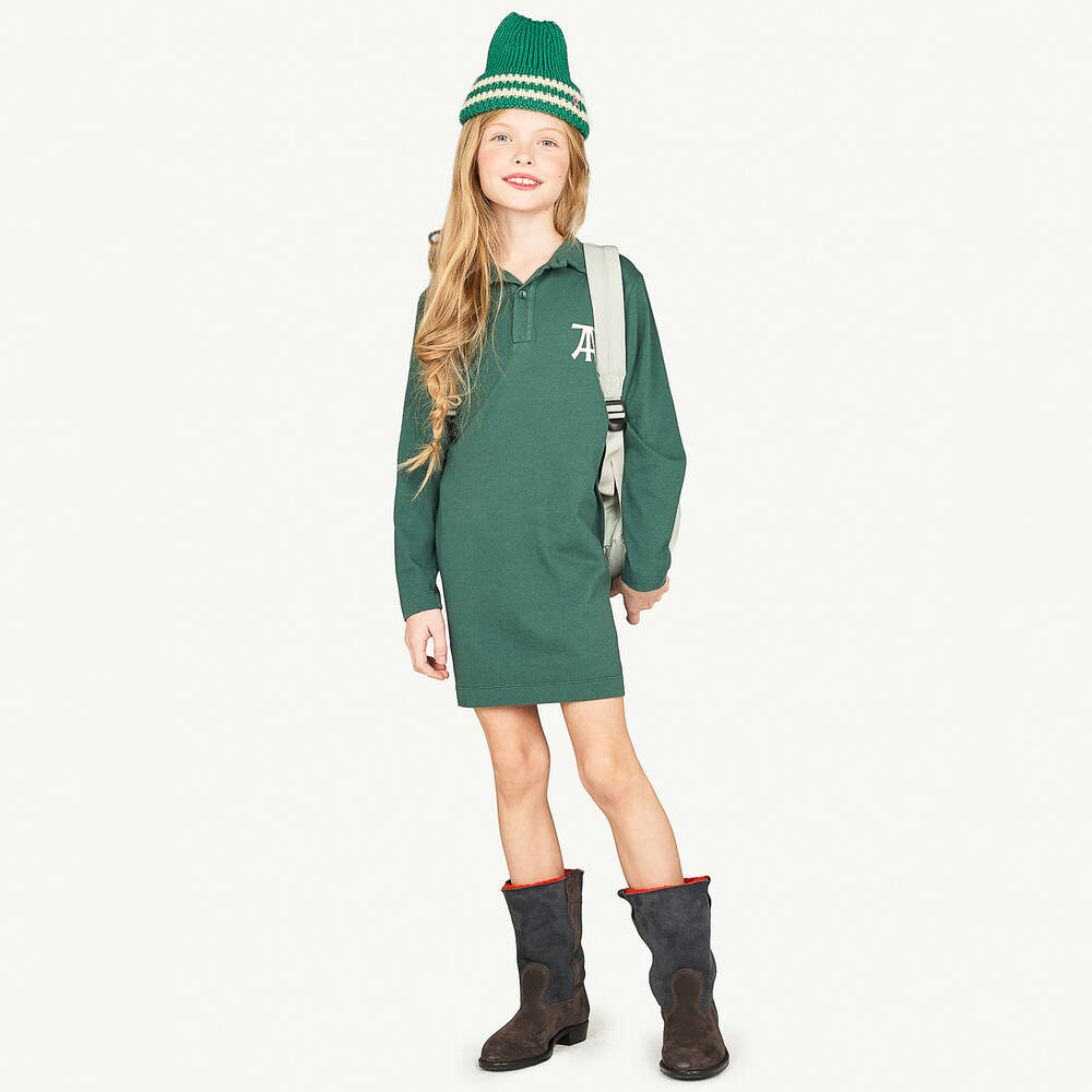 The Animals Observatory-فستان قطن جيرسي لون أخضر | Childrensalon Outlet