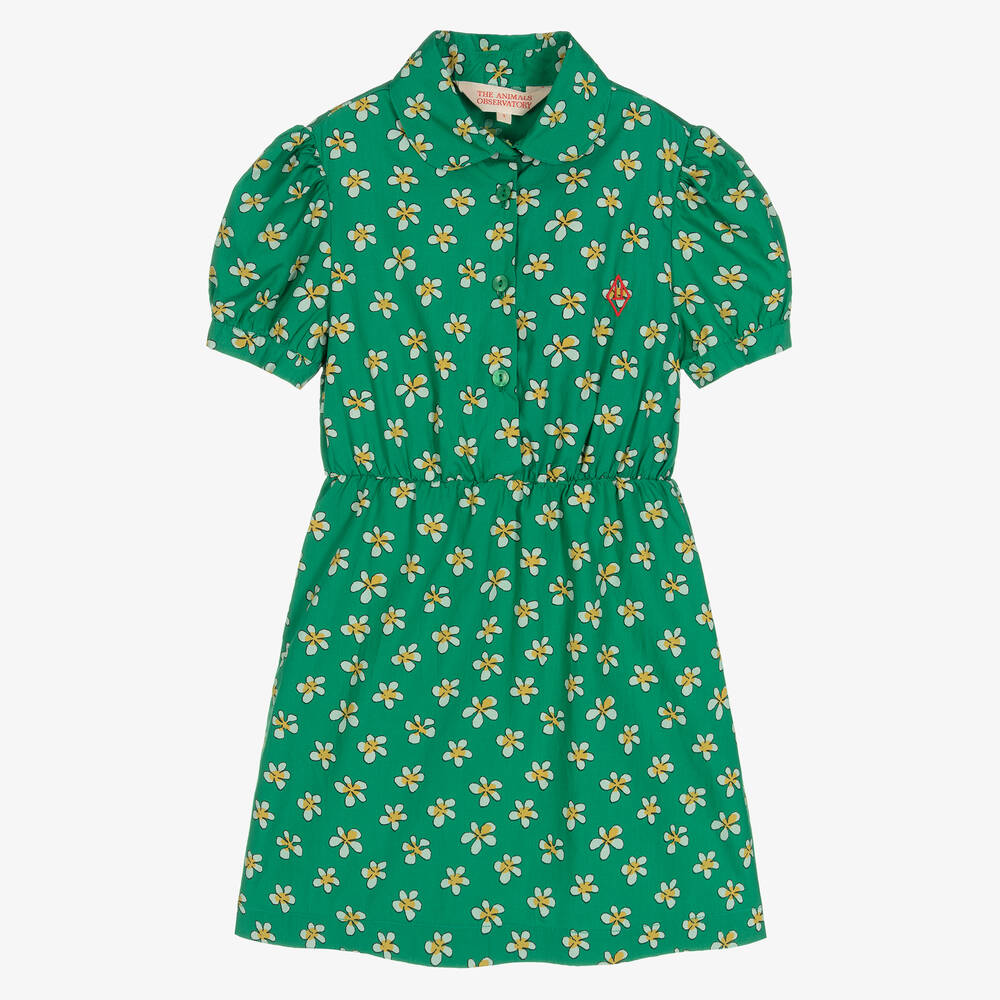 The Animals Observatory - Girls Green Daisy Dress | Childrensalon