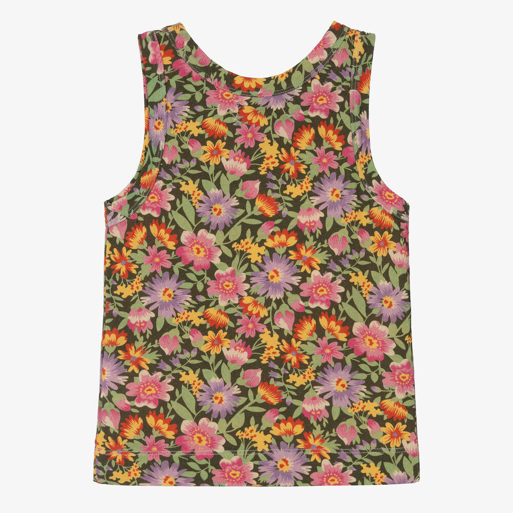 The Animals Observatory-توب فيست قطن لون زهري وأخضر بطبعة ورود للبنات | Childrensalon Outlet