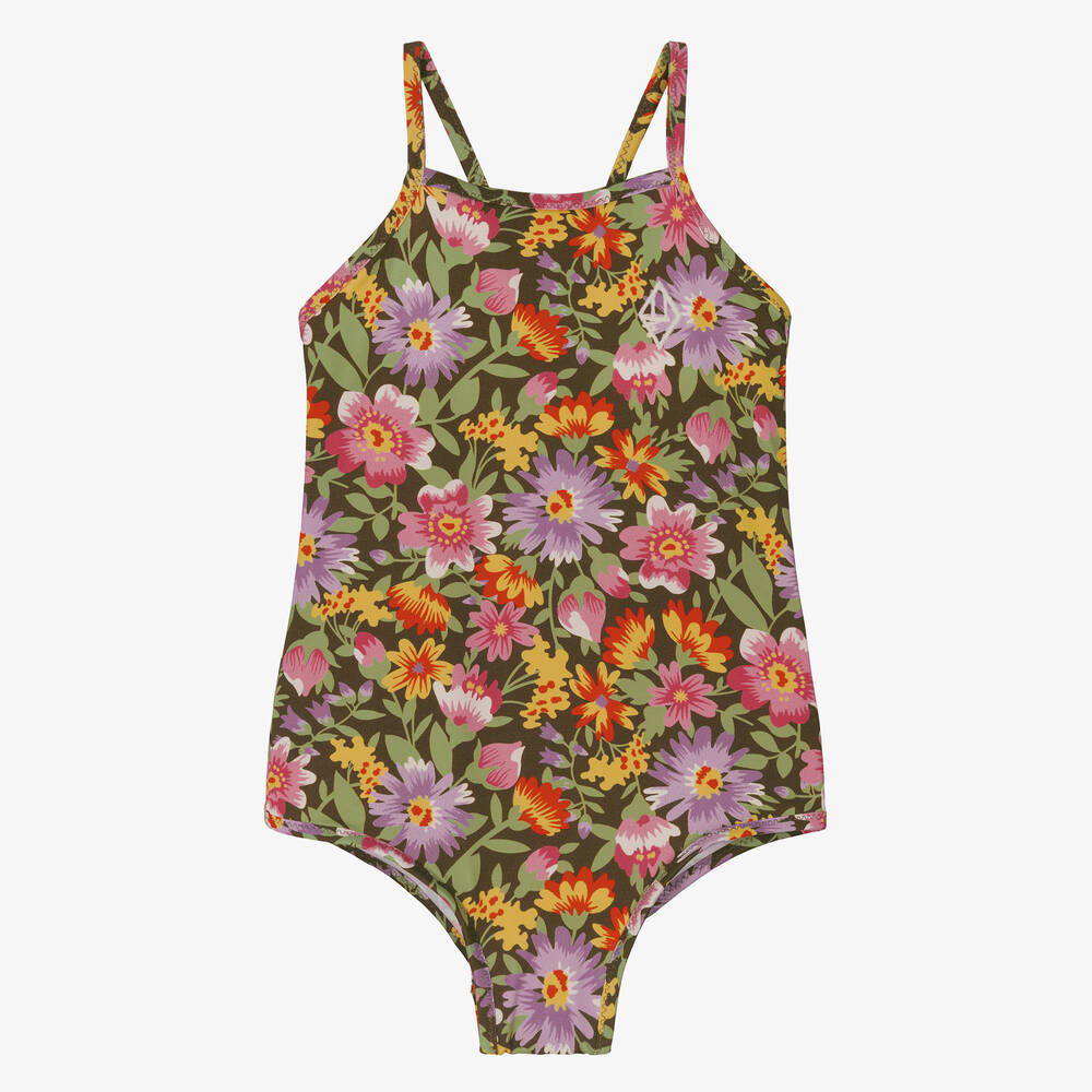 The Animals Observatory - Maillot de bain vert rose à fleurs | Childrensalon