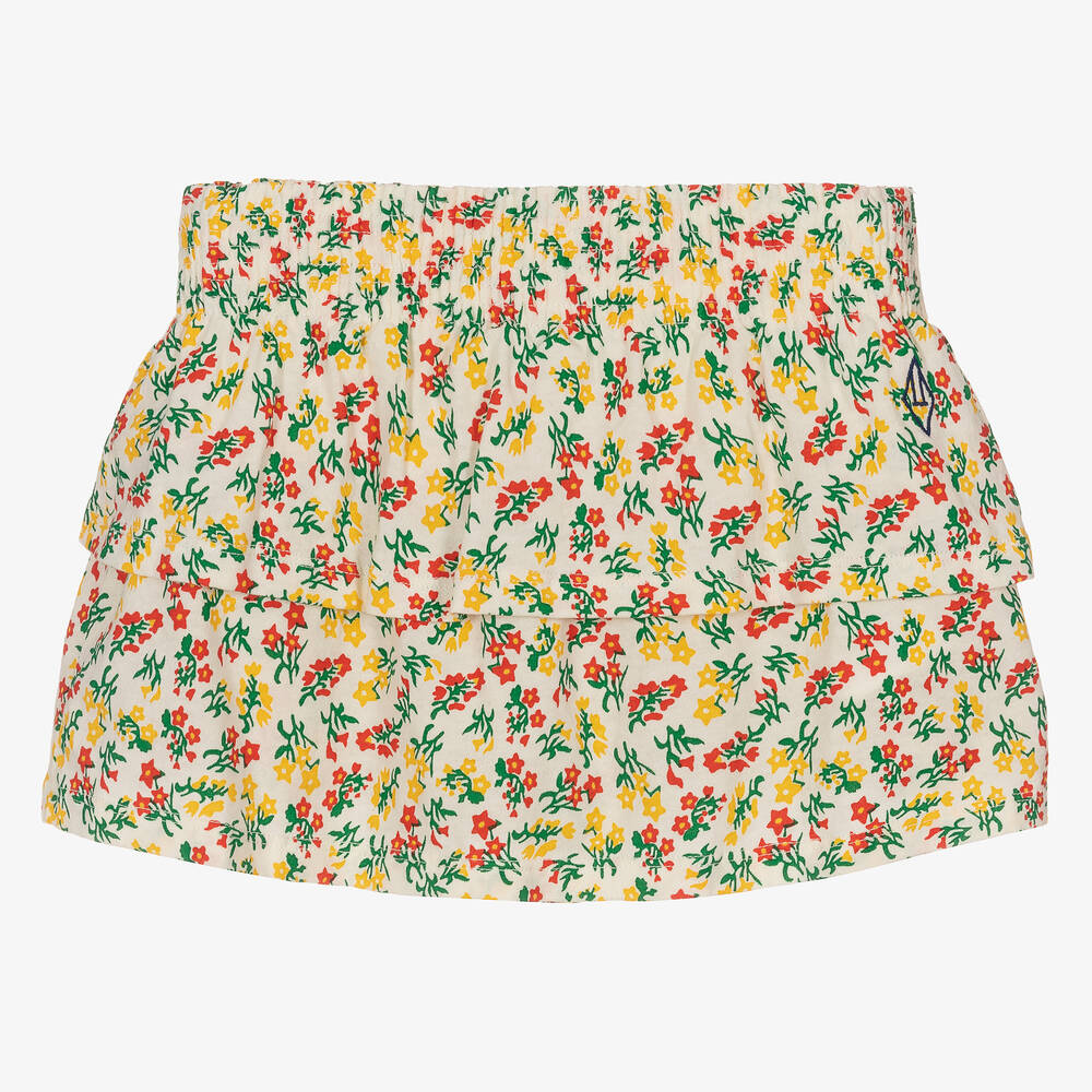 The Animals Observatory - Girls Ivory Cotton Floral Skirt | Childrensalon