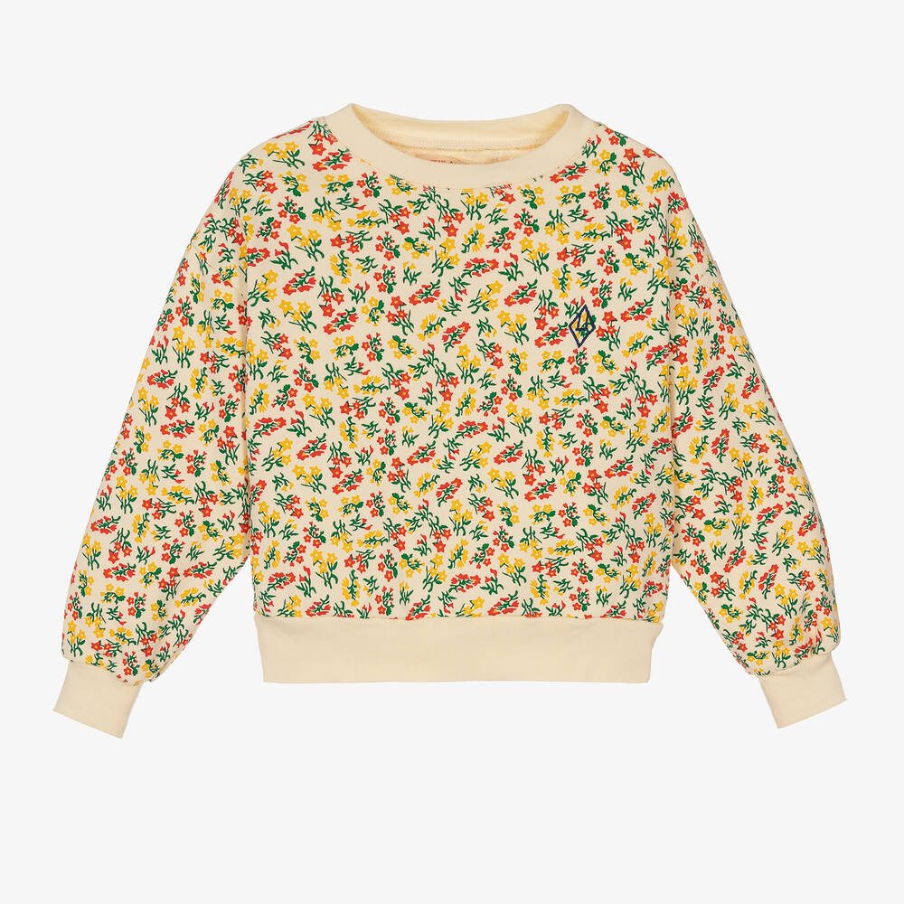 The Animals Observatory - Sweat ivoire coton à fleurs fille | Childrensalon