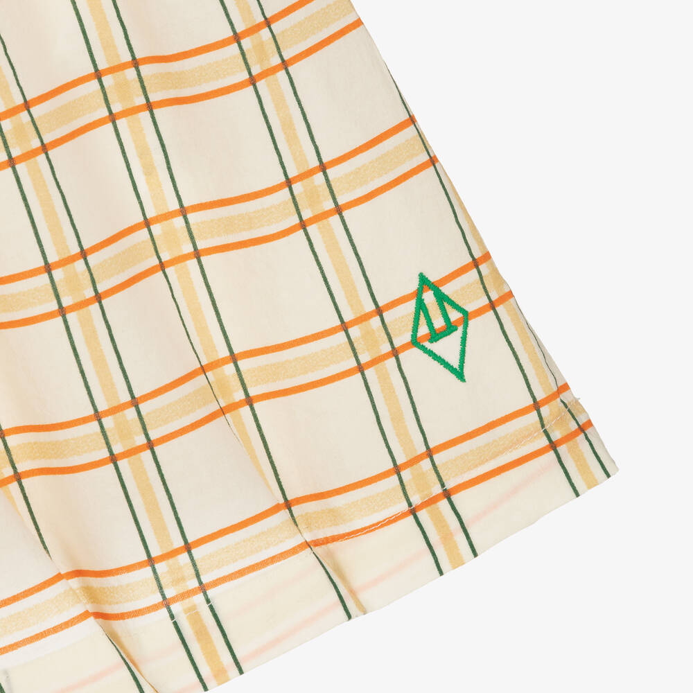 The Animals Observatory-Кремовое платье в оранжевую клетку | Childrensalon Outlet