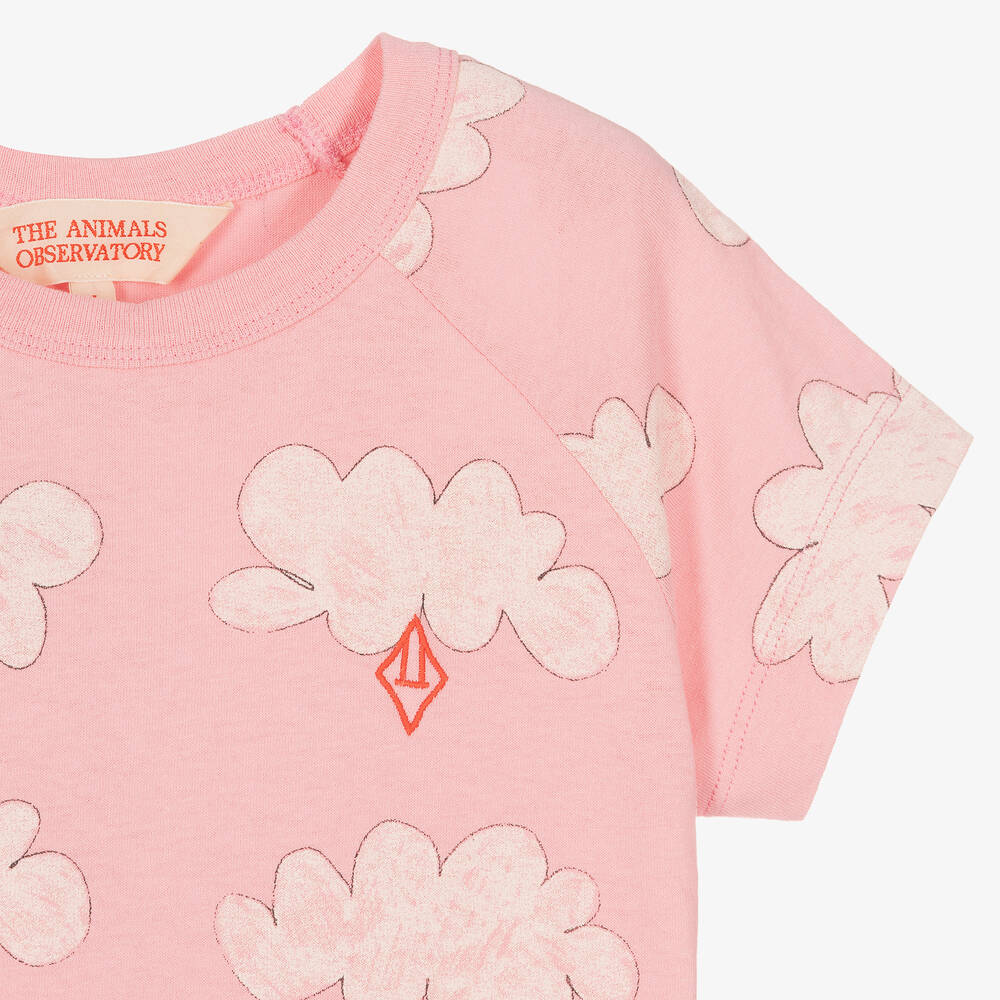 The Animals Observatory-Розовое хлопковое платье с облаками | Childrensalon Outlet