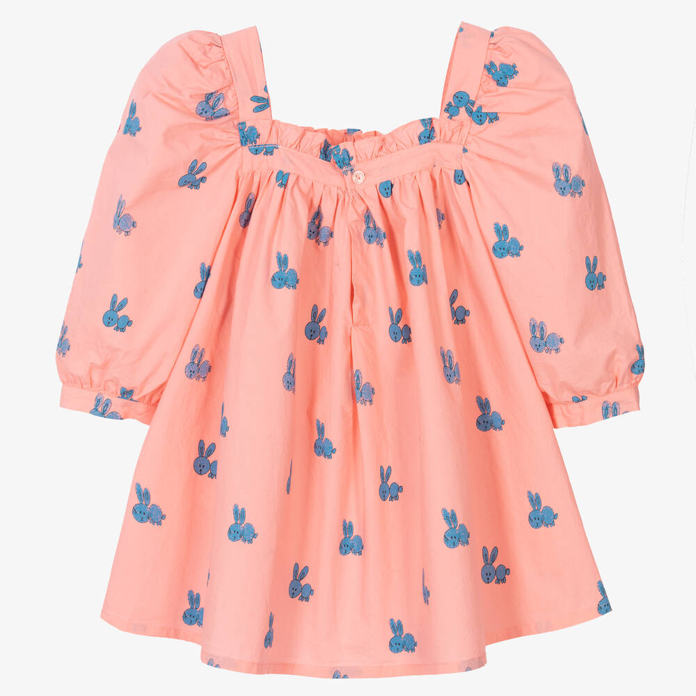 The Animals Observatory - Girls Pink Cotton Rabbit Dress