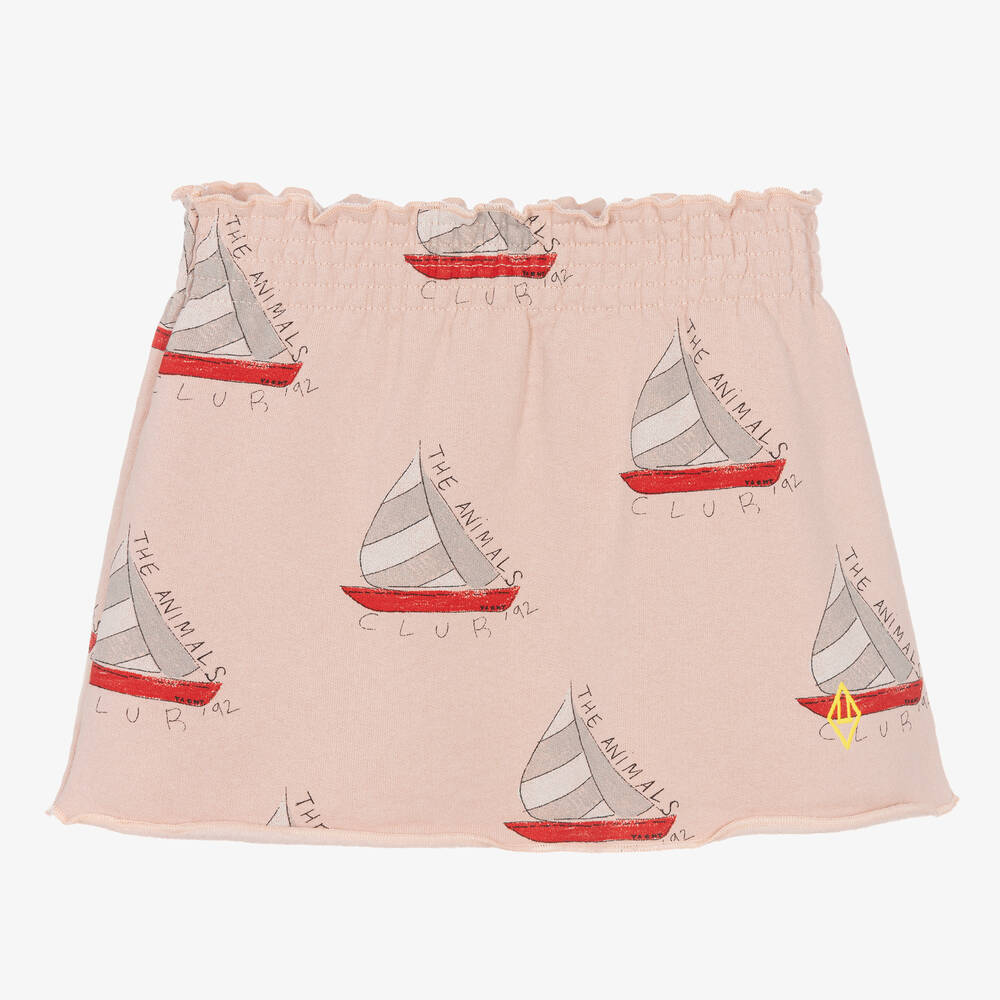 The Animals Observatory - Girls Pink Cotton Sailing Boat Skirt | Childrensalon