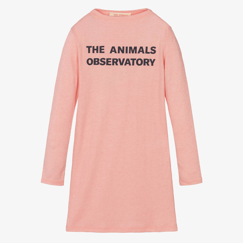 The Animals Observatory - Girls Pink Logo Jersey Dress | Childrensalon
