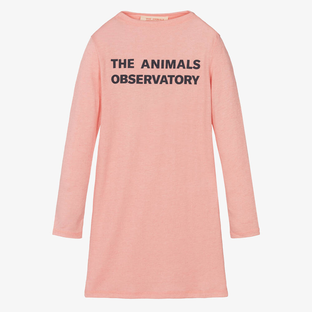 The Animals Observatory-Girls Pink Logo Jersey Dress | Childrensalon Outlet