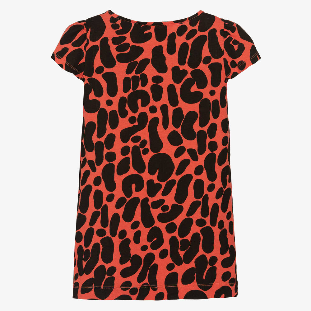 The Animals Observatory-Красное хлопковое платье с животным принтом | Childrensalon Outlet