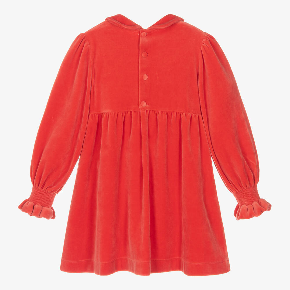 The Animals Observatory Girls Red Velour Dress Childrensalon Outlet