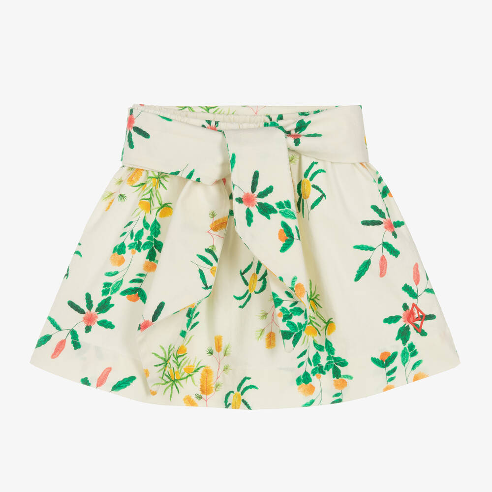 The Animals Observatory-Girls White Cotton Floral Print Skirt | Childrensalon Outlet