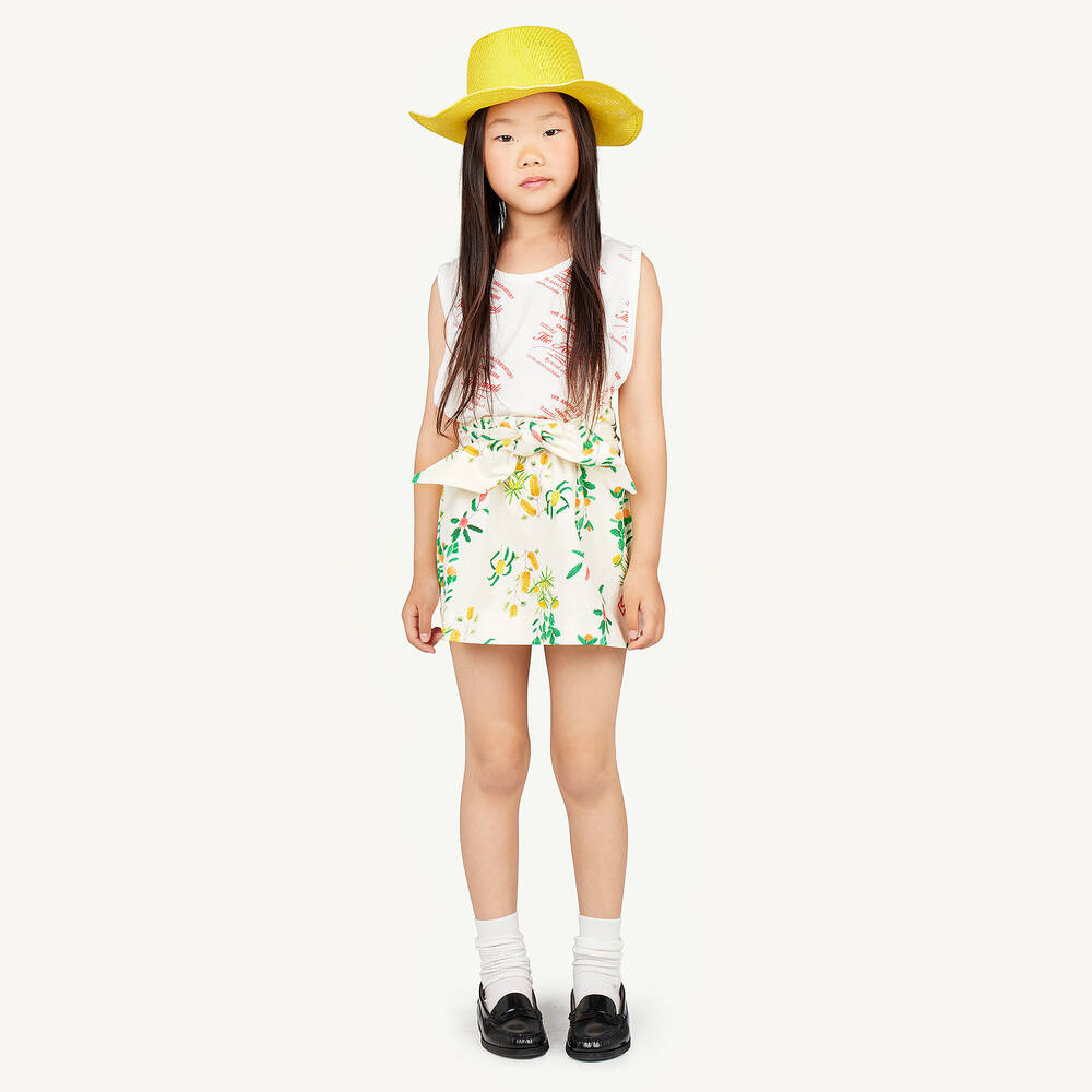 The Animals Observatory-Girls White Cotton Floral Print Skirt | Childrensalon Outlet