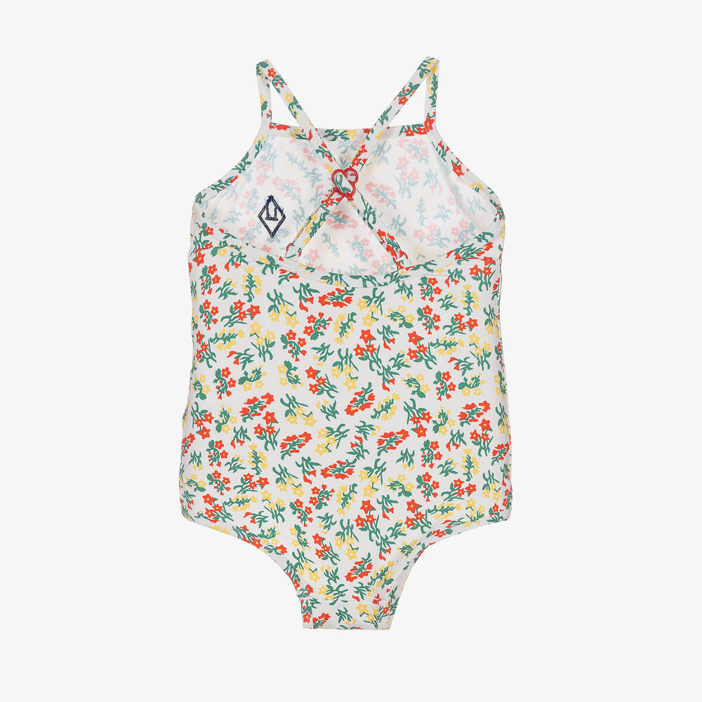 The Animals Observatory-Белый купальник в цветочек (UPF50+) | Childrensalon Outlet