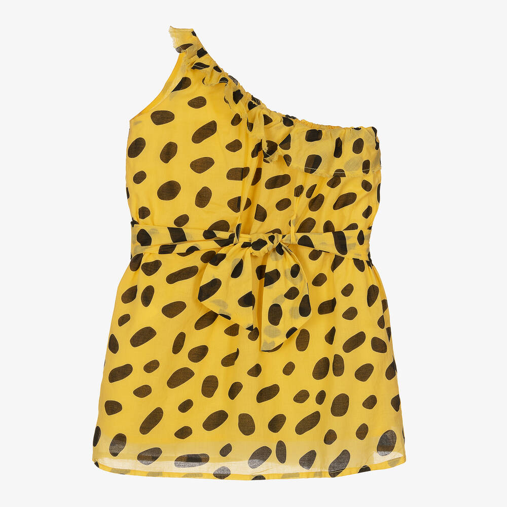 The Animals Observatory-فستان قطن فوال لون أصفر وأسود | Childrensalon Outlet