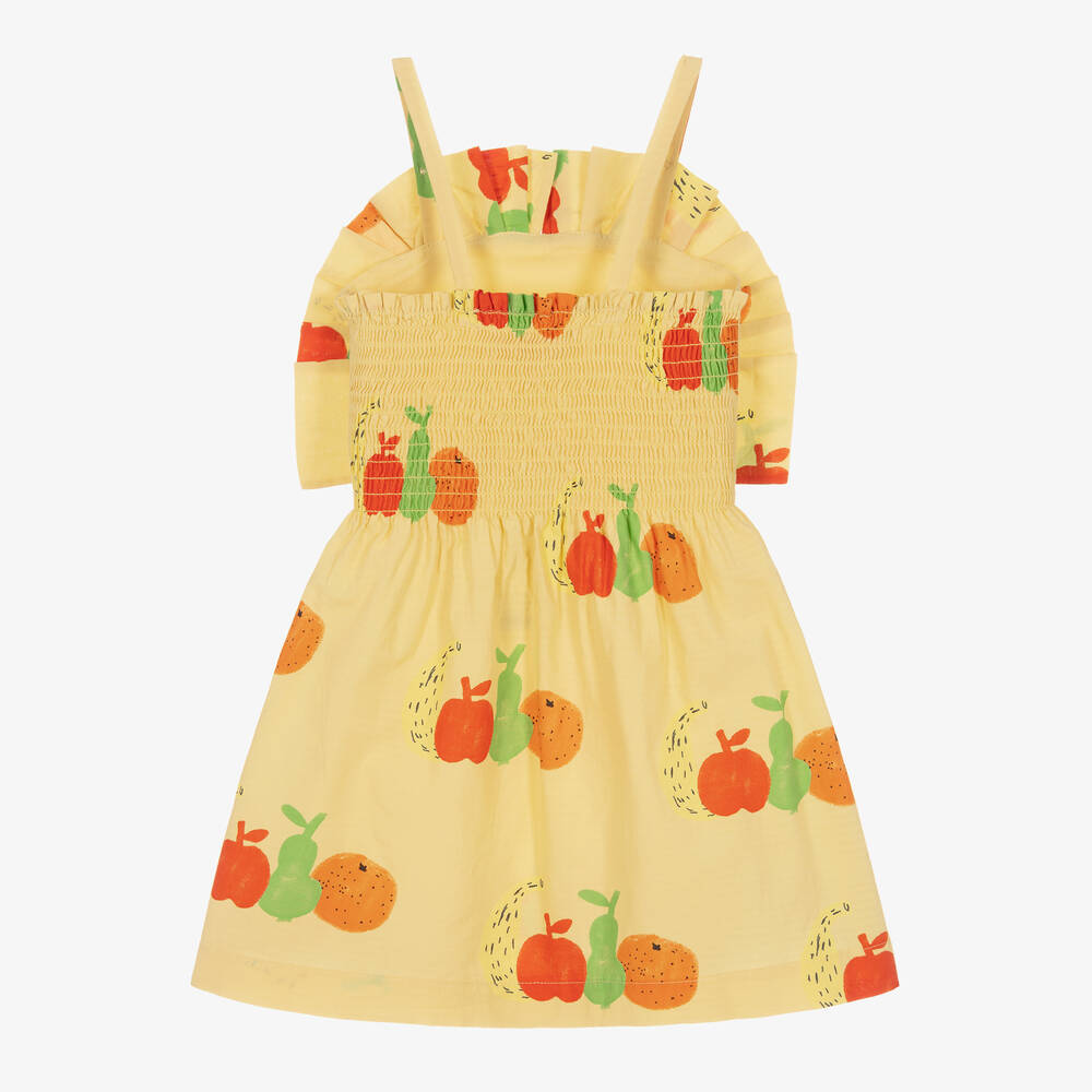 The Animals Observatory-Girls Yellow Cotton Fruit Dress | Childrensalon Outlet