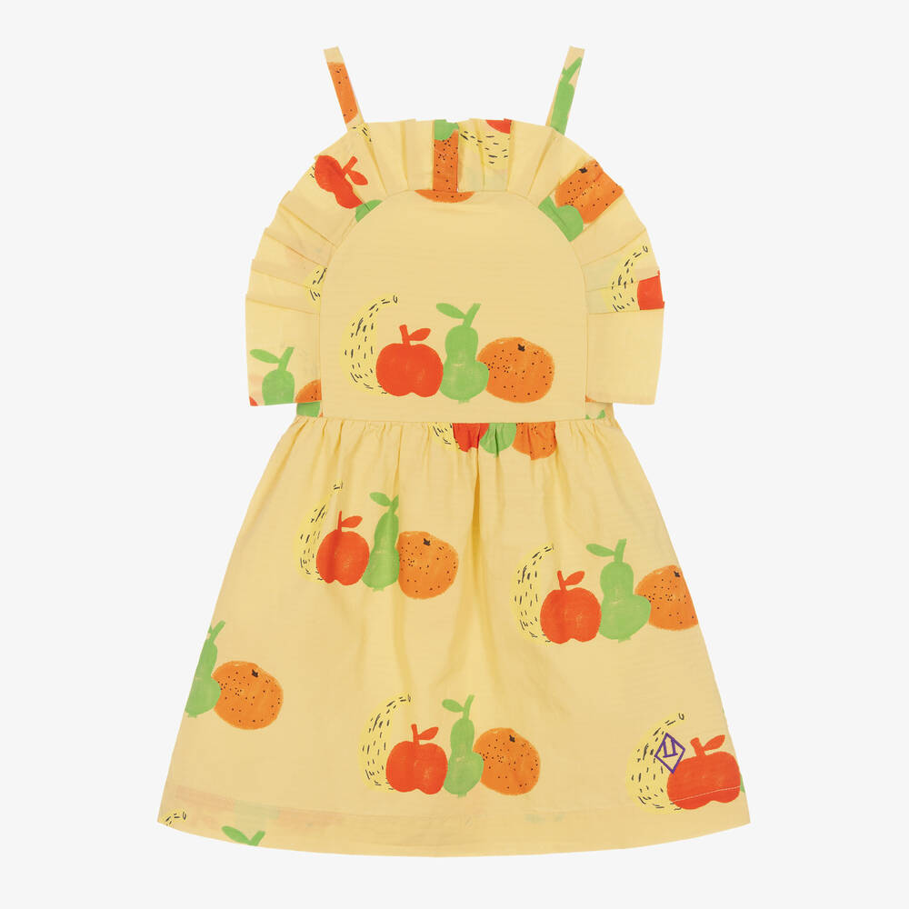 The Animals Observatory - Girls Yellow Cotton Fruit Dress | Childrensalon